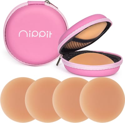 Nippit 4 stuks nipple covers - Zelfklevende tepelplakkers - Siliconen tepelstickers - Herbruikbaar - Cappuccino - Bh accessoires - Inclusief travel case