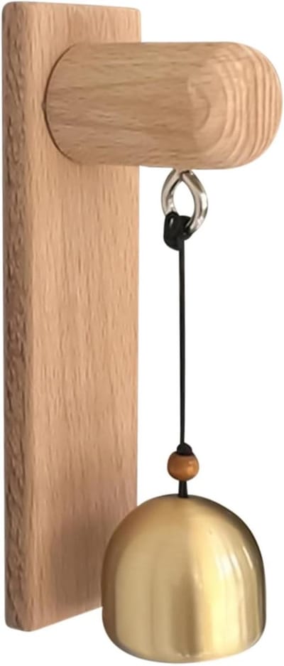 Deurbel Hout Koper - Ingangsdecoratie Geluid - Bezoekers Melder - Zonder Gereedschap Bevestigen - 15 x 6 x 4 cm