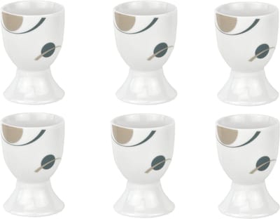 Set van 6 eierdopjes Corona 4,8cm porselein wit met decoratie