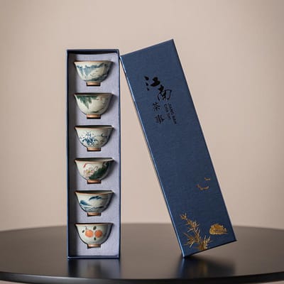 Broederoven theekopjes 6-delige set handgeschilderd kung fu theeservies porselein meesterbeker geschenkdoos theekopjes zakelijke geschenken <200ml