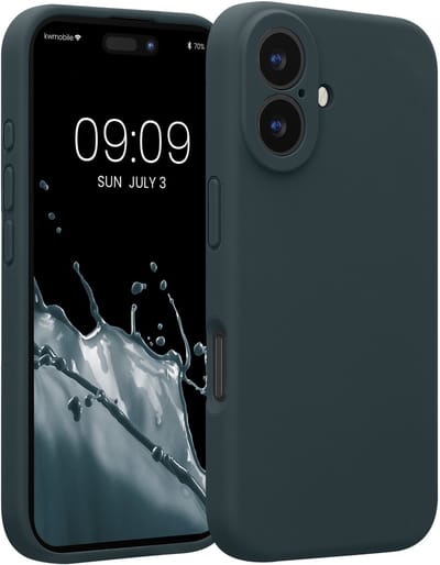 kwmobile telefoonhoesje geschikt voor Apple iPhone 16 - TPU backcover met siliconen coating - Smartphone case in leisteen