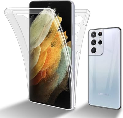 Cadorabo Hoesje geschikt voor Samsung Galaxy S22 ULTRA in TRANSPARANT - 360° Full Body Case Cover Beschermhoes Voor- en achterbescherming, all-round bescherming met displaybescherming
