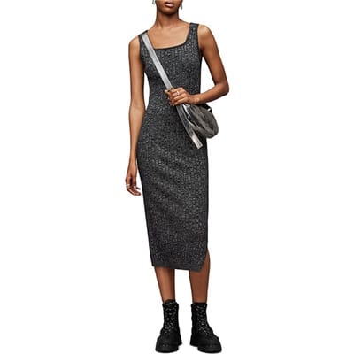 AllSaints Margot Sparkle Dress Black/silver Größe: L | Midikleider Outlet | Damen | Schwarz