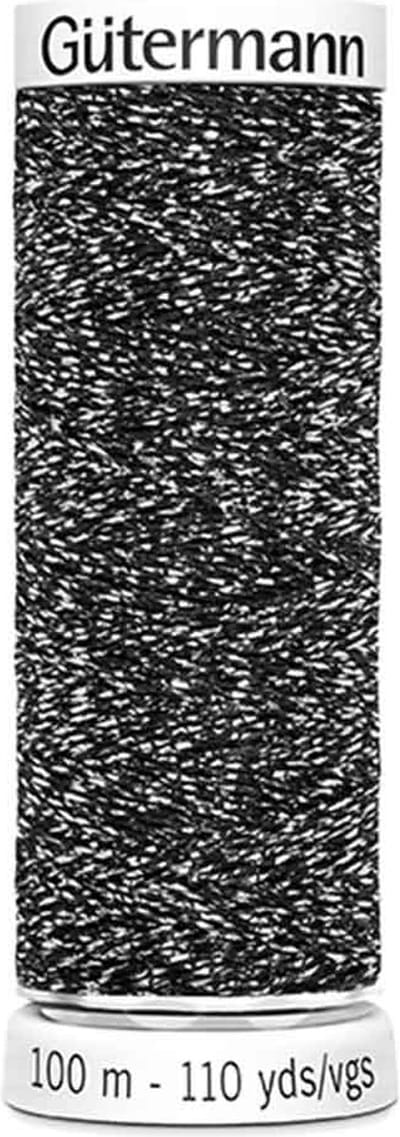 Gütermann Sparkly garen - 1x100m - 9941 - zwart/zilver.