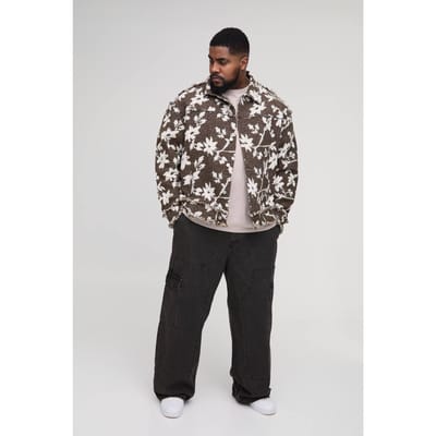 Plus Floral Tapestry Oversized Overshirt | Chocolate | Size 2XL