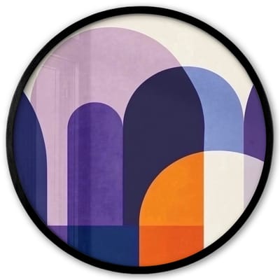 Poster in lijst Rond - Fotolijst 40x40 cm - Posters - Vormen - Abstract - Grafisch - Oranje - Ronde posterlijst zwart - Decoratie - Wanddecoratie woonkamer - Muurdecoratie slaapkamer
