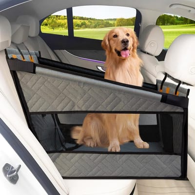 Extra Stabiele Hondenautostoel voor Middelgrote en Grote Honden, Waterdicht, Antislip en Krasbestendig met 3 Bevestigingsriemen voor Veiligheid en Comfort
