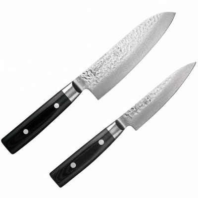 Yaxell Zen Messenset – 2-delig – Santokumes 16,5 cm en Universeel mes 12 cm – 37 Lagen Damaststaal – Canvas-Micarta Heft