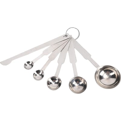 5-delige Maatlepelset 0,5 ml 1,25 ml 2,5 ml 5 ml 15 ml Multi Specificatie Draagbaar Gepolijst 304 L(for 6.5-9kg) white