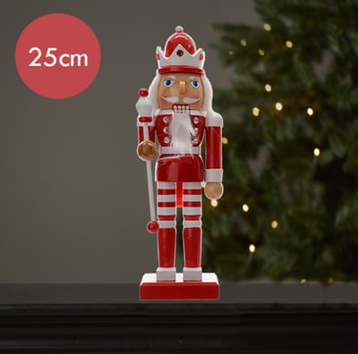 Notenkraker rood wit met kroon - 25CM