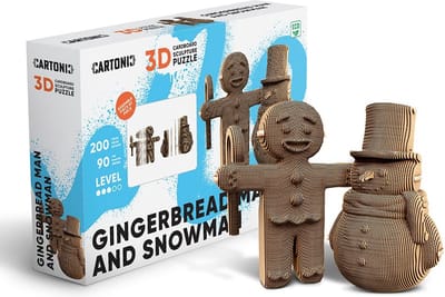 CARTONIC- 2IN1 Gingerbread man and Snowman- 3D puzzel- Speelgoed - DIY- Creatief - Karton - Voor kinderen en volwassenen