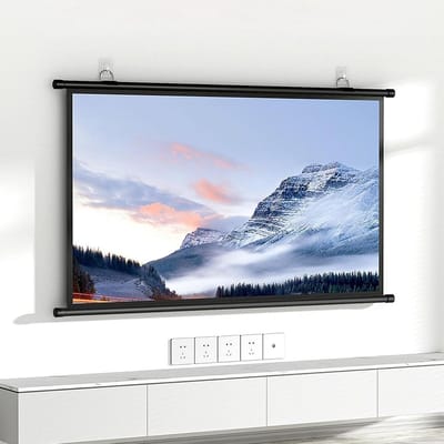 Projectiescherm - Draagbaar scherm - Thuisbioscoop presentatie - Zelfklevende haken - 89x134cm - Grijs