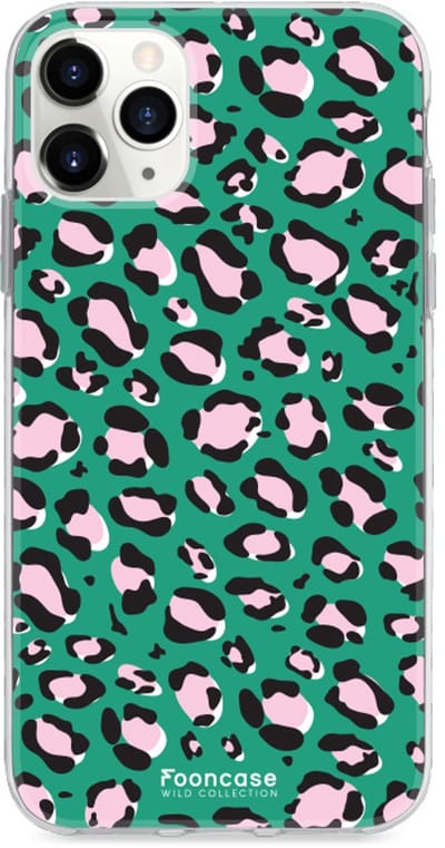 Fooncase Hoesje Geschikt voor iPhone 12 Pro - Shockproof Case - Back Cover / Soft Case - Luipaard / Leopard print / Groen