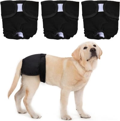 Wasbare hondenluier set van 3, herbruikbare luiers voor vrouwelijke honden, grote absorptie, comfortabele pasvorm