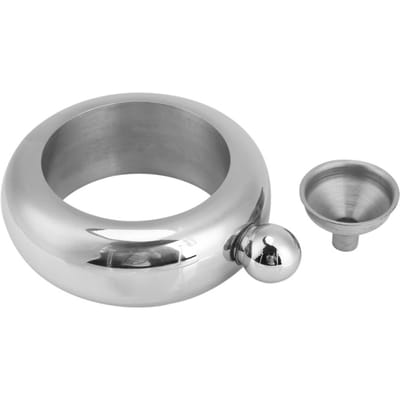 Armbandvormige Heupfles Roestvrijstalen Fles Wijnfles Whiskey Drinkware Trechter (Zilver) gray