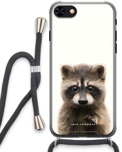 Case Company® - Hoesje met koord geschikt voor iPhone 8 hoesje met Koord - Rocco - Telefoonhoesje met Zwart Koord - Bescherming aan alle Kanten en Over de Schermrand