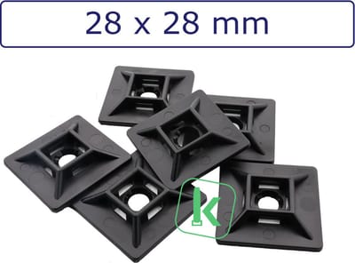 PRO-TIE® - Kabelbinderhouder, schroefzadel / Sokkel 28 x 28 mm Zwart UV bestendig (Zak 100 stuks) (tiewrap/tyrap/tie-wrap/bundelbandje/colsonbandje/)