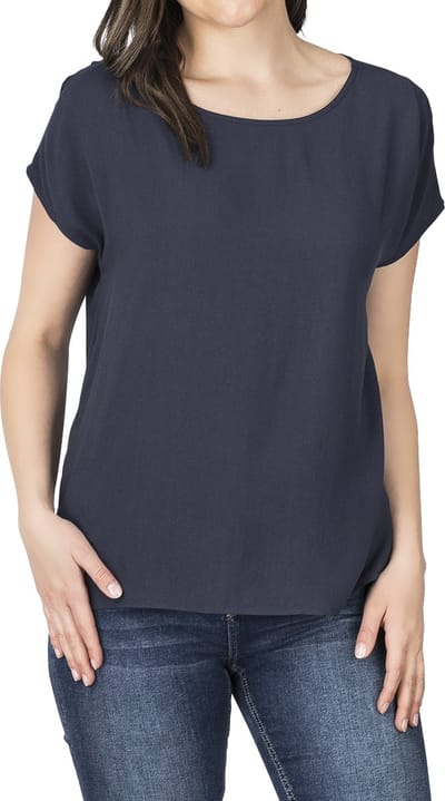 DENIMFY Dames Blouse DFJule regular fit Blauw S Ronde Hals Volwassenen Zomertop - Zomerblouse