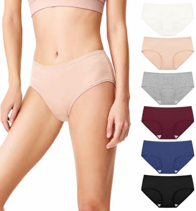 Dailygoods- Damesslipjes 6 Set - Katoenen Slipjes - Middenhoge Slipjes - Ademend Ondergoed - Zacht en Comfortabel - Huidvriendelijke Stof