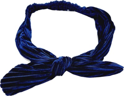 Haarsoires Haarband Knoop 6cm – Strikje met IJzerdraad – Velvet Ribstof – Donkerblauw