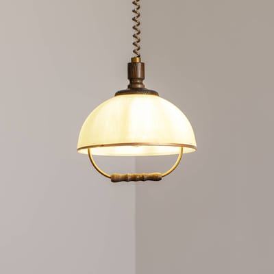 Lamkur Hanglamp Ilsa, wit/goud, Ø 30 cm, in hoogte verstelbaar