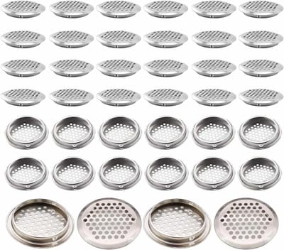 Ventilatieopeningen Roestvrij Staal - Ventilatieroosters Rond - Luchtcirculatie Verbeteren - Honingraatontwerp Stofdicht - 53 mm Diameter - Zilver