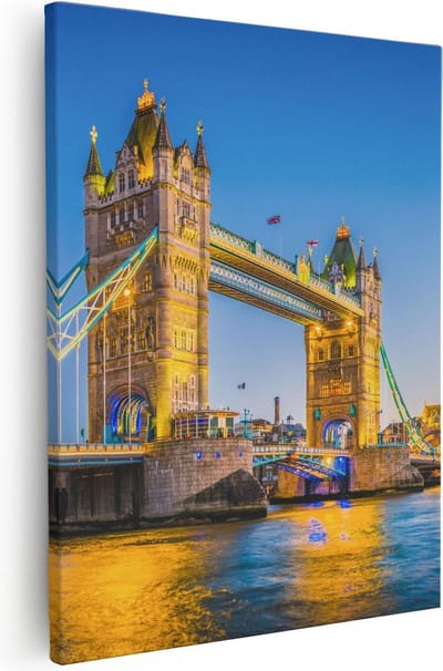 Artaza Canvas Schilderij Londen - 40x50 cm - Wanddecoratie Skyline - Muurdecoratie Tower Bridge - Kamer Accessoires