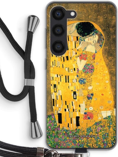 Case Company® - Hoesje met koord geschikt voor Samsung Galaxy S23 hoesje met Koord - Der Kuss - Telefoonhoesje met Zwart Koord - Bescherming aan alle Kanten en Over de Schermrand