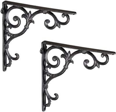 plankhouder antiek - 2 stuks M - gietijzer - antieke ornamenten - vintage - zwart