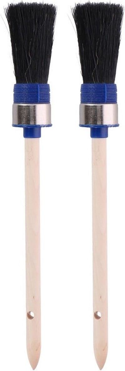 Set van 2x Ronde verfkwast - D 2,5 x 23 cm - Waterbasis - Verfkwasten - Schilder benodigheden - Verf materiaal - Schilderen & Verven