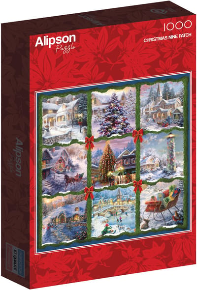 Alipson Puzzle kerst legpuzzel Christmas Nine Patch 1000 stukjes.