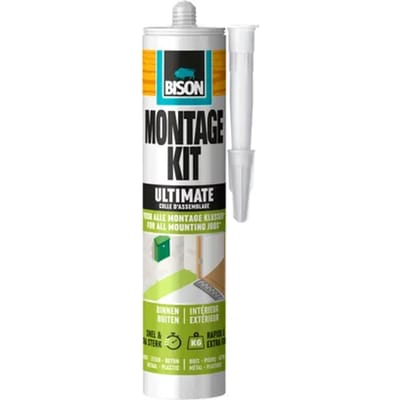 Bison Montagekit Ultimate koker 440 g, extreem sterk, montagelijm, bevestigen, hoge eindsterkte, binnen en buiten, blijvend elastisch, oplosmiddelvrij