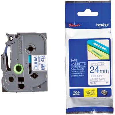 Labeltape Brother P-touch TZe-253 standaard 24mm blauw op wit