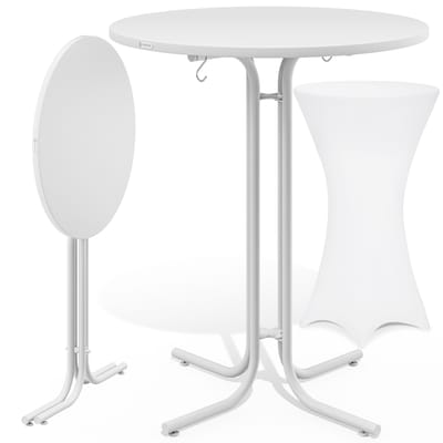 Statafel Wit 110x70cm + statafelhoes Wit Ø70cm