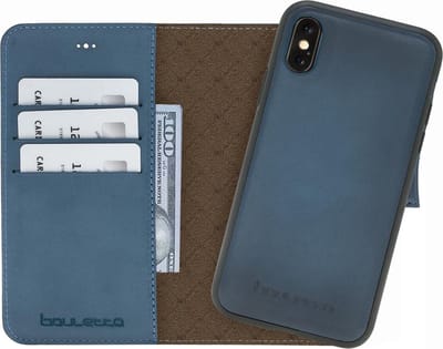 Bouletta iPhone Xs Max uitneembaar leren BookCase hoesje - Dark Blue