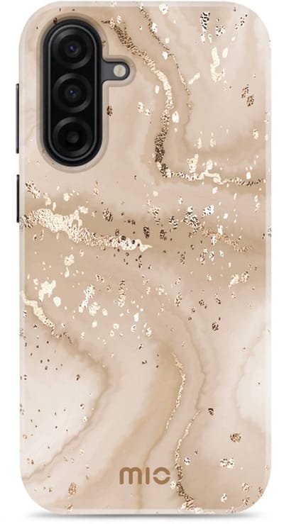 MIO Hoesje Geschikt voor Samsung Galaxy A17 - Compatibel met MagSafe / Qi2 - Hard Shell Back Cover Case Gold Marble