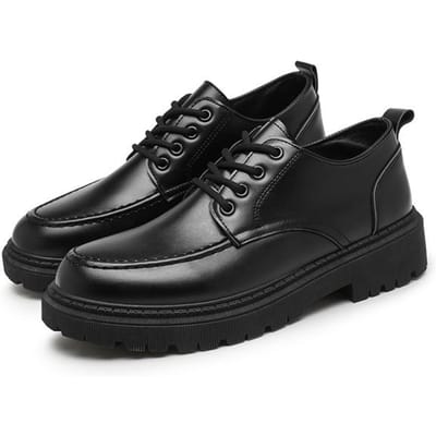 Heren Leren Schoenen Zakelijke Kleding Schoenen Casual Ronde Neus Veterschoenen Heren Leren Schoenen Modieuze En Comfortabele All-Match Schoen 42 zwart