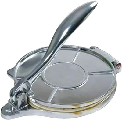Tortilla Pers - Deeg Maker - Zelf Tortillas Maken - Gietijzeren Constructie - 27 cm - Zilver
