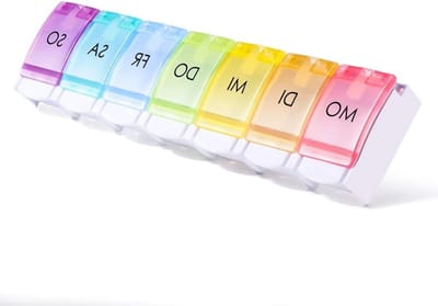 Tabletten Organizer voor 7 Dagen - Regenboog Pillendoos, Handige Medicijnbox voor Reizen en Thuis, Klein en Makkelijk te Openen