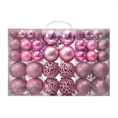 Livano Kerstballen - Kerstversiering - Plastic - Roze - Kerstballenset - 100 stuks