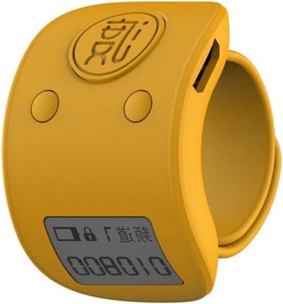 Mini Digitale LCD Elektronische Ring Hand Teller 6 Digit Oplaadbare Tellers ClickerGeel