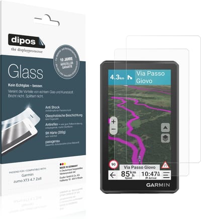 dipos – 2x Matte Pantserfolie geschikt voor Garmin zumo XT3 4.7 Zoll | 9H Screenprotector
