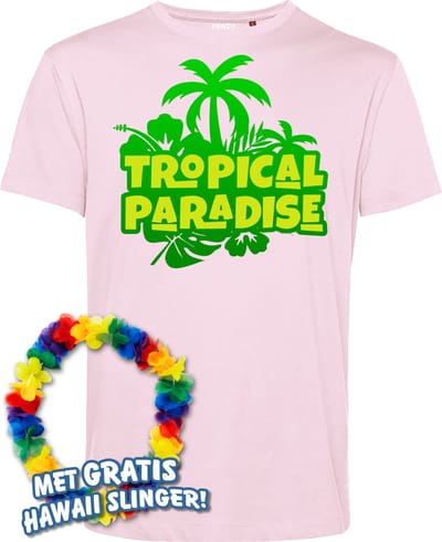 T-shirt Tropical Paradise | Toppers in Concert 2024 | Club Tropicana | Hawaii Shirt | Ibiza Kleding | Lichtroze | maat XS