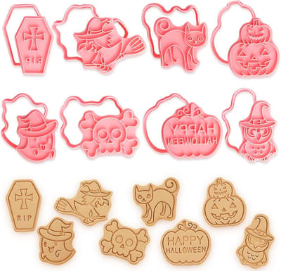 Halloween Koekjesuitsteeksets voor Kinderen - 8 Stuks, Inclusief Pompoen en Cartoon Ontwerpen, Perfect voor Bakplezier en Feestdecoratie