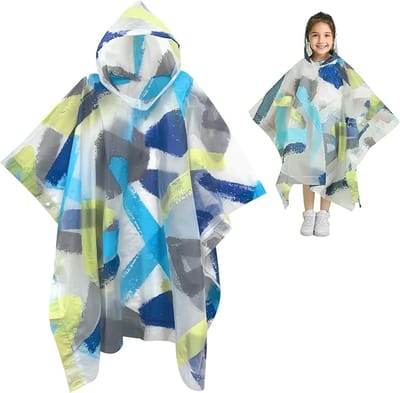 Famanu – Regenponcho voor kinderen herbruikbaar, PEVA, lichtgewicht, waterdicht, ademend, geschikt voor kamperen, wandelen en school