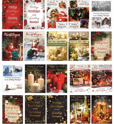 Cadebo Kerstkaarten 100 stuks - 14,5x9,5cm - 20 x 5 dubbele luxe Kerst- en Nieuwjaarskaarten met enveloppen