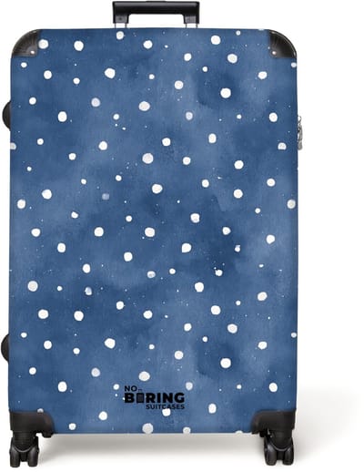 NoBoringSuitcases.com® - Koffer groot - Reiskoffer lichtgewicht - Stippen patroon blauw - Rolkoffer met 4 wielen - Grote trolley XL - 98 liter bagage