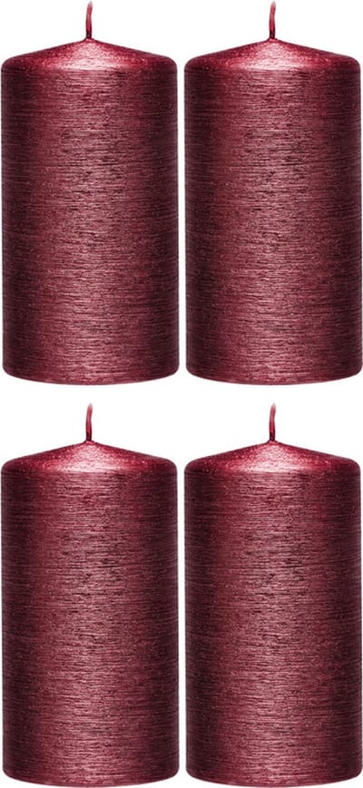 4x Rode cilinderkaarsen/stompkaarsen 7 x 13 cm 25 branduren - Geurloze kaarsen rood - Woondecoraties