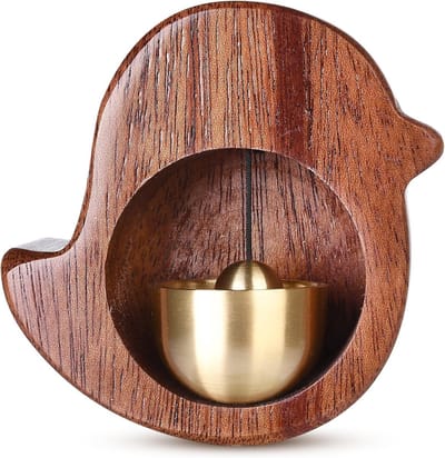 Houten klok in de vorm van een deurbel voor unieke decoratie van je koelkast, 12 x 10 x 5 cm