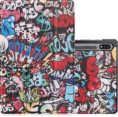Hoes - Geschikt voor Samsung Galaxy Tab S8 - Dun & Stevig - Trifold Bookcase - Hard Cover - Hardcover Book Case - Tablet Hoesje - Graffity
